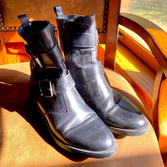 Shoes - Emmanuel Crasto Italy Soft Black Leather Harness Boots Riding Buckle 40 9.5 M